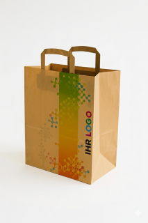 Papiertragetasche Flachgriff 32 x 16 x 45 cm braun / individuell bedruckt