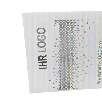 Versandtasche aus Vollpappe 175 x 250 mm Außenmaß weiß individuell bedruckt