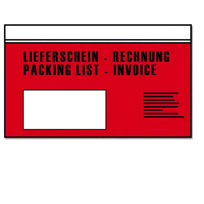 Dokumententaschen Din Lang bedruckt 1.000 Stück PACKING LIST ENCLOSED