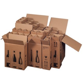 Flaschenversandkarton Faltkarton 305 x 108 x 368 mm / PTZ geprüft / Premium 3er